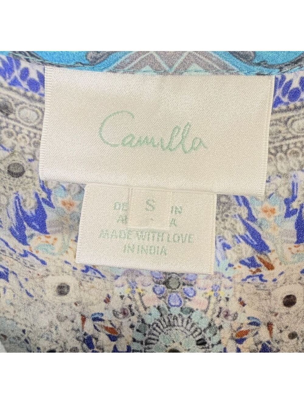 Camilla Everlasting Udaipur Embellished Silk Coverup Romper Blue Mosaic Small - Picture 8 of 8